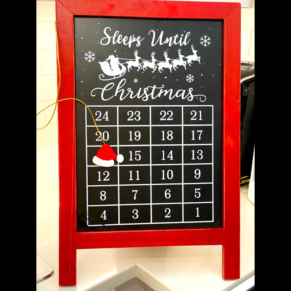 ADVENT “SLEEPS UNTIL CHRISTMAS” CALENDAR WOODEN NEW
